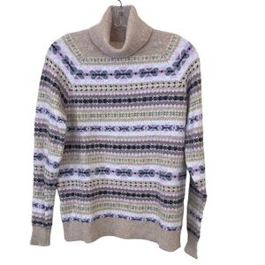 Loft Striped Fair Isle Multi-Colored Soft Turtleneck Sweater (Size XS)